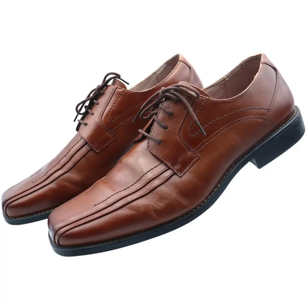 Stacy Adams SQUARE TOE Brown Leather Oxford Dress Shoe Men 12 Lace Up Work